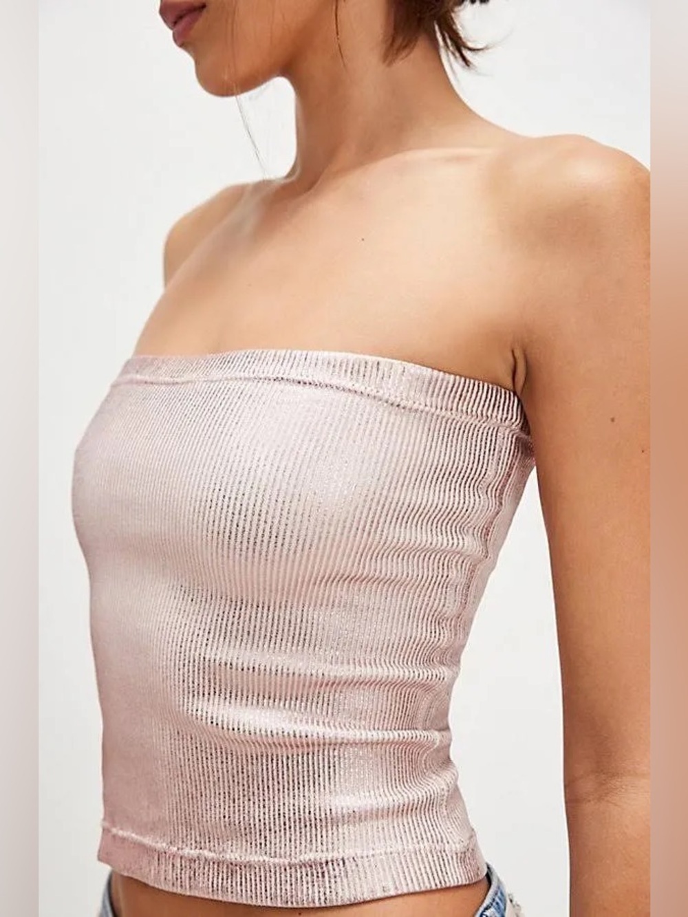 *NWT* Intimately Free People Women’s Pink Foil Carrie Tube Top, Size Medium